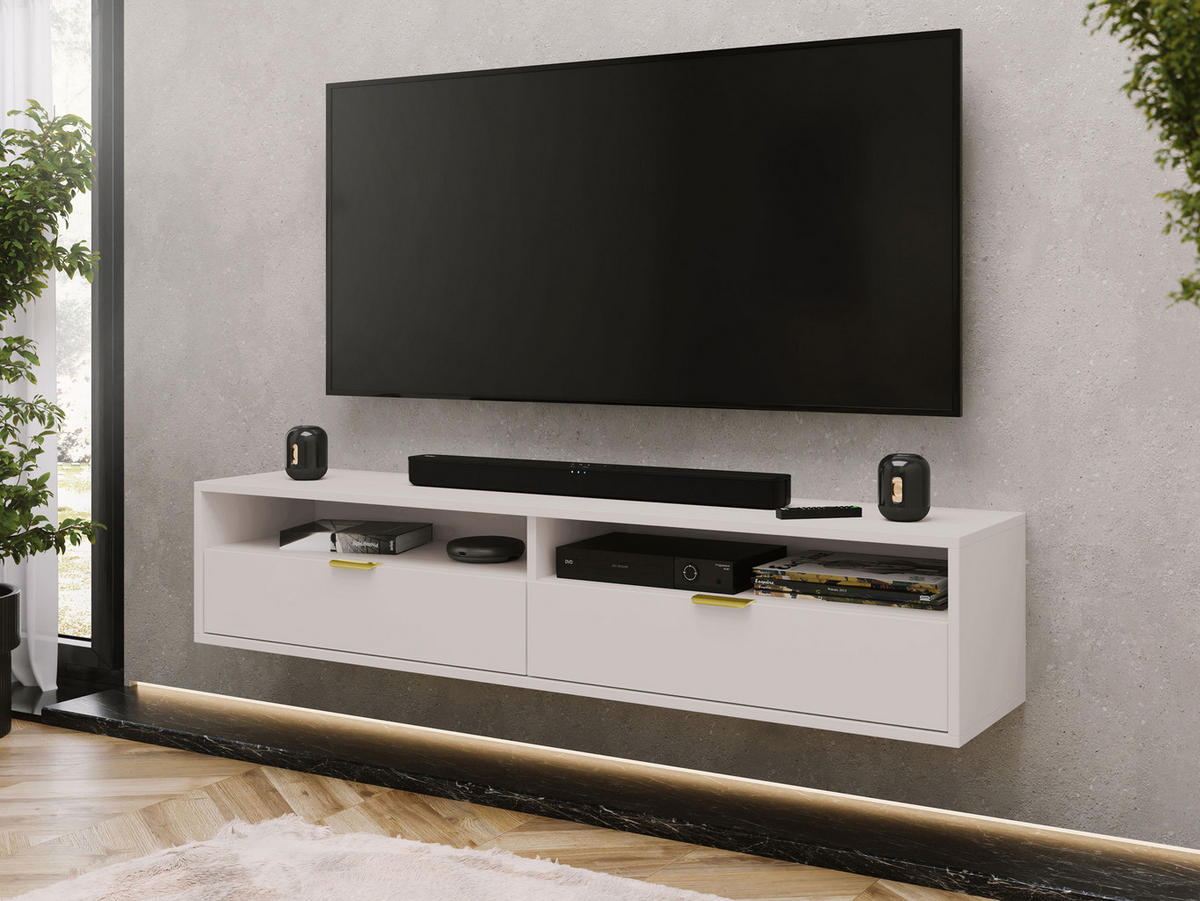 TV-LOWBOARD Queen 175 - Kaschmir/Goldfarben, Holzwerkstoff/Metall (175/35/33cm) - MIRJAN24