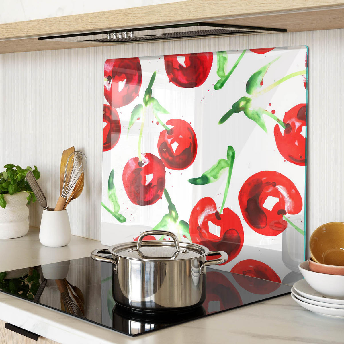 GLASPLATTE 60x52 cm Kirschen - Rot, Glas (60/0.4/52cm) - TULUP