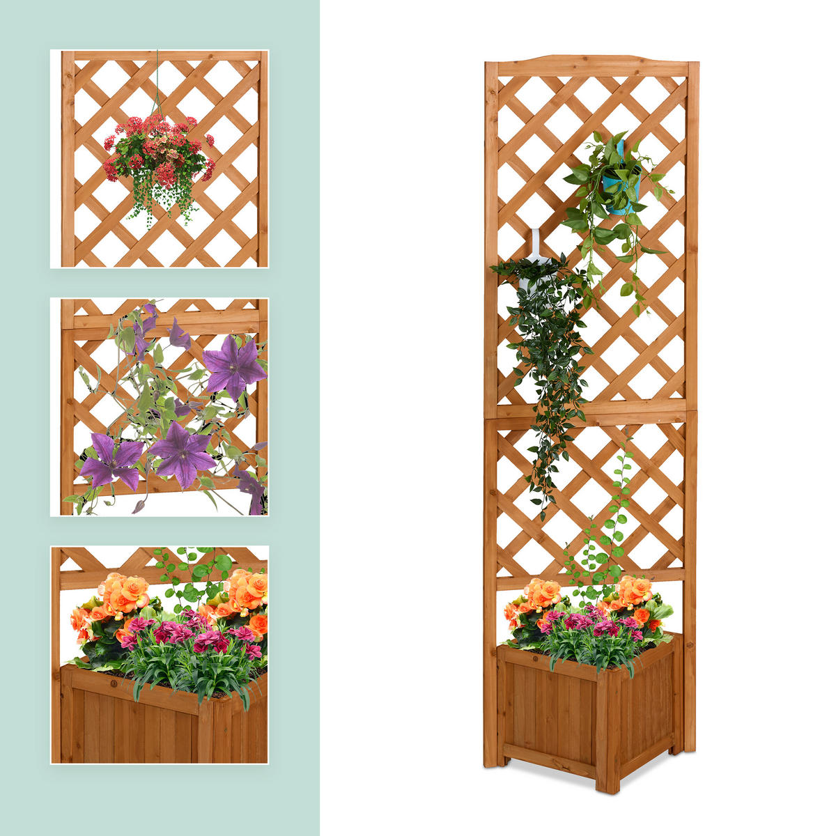 KVĚTINOVÝ box - světle hnědá, dřevo/textil (55/180/51cm) - Relaxdays