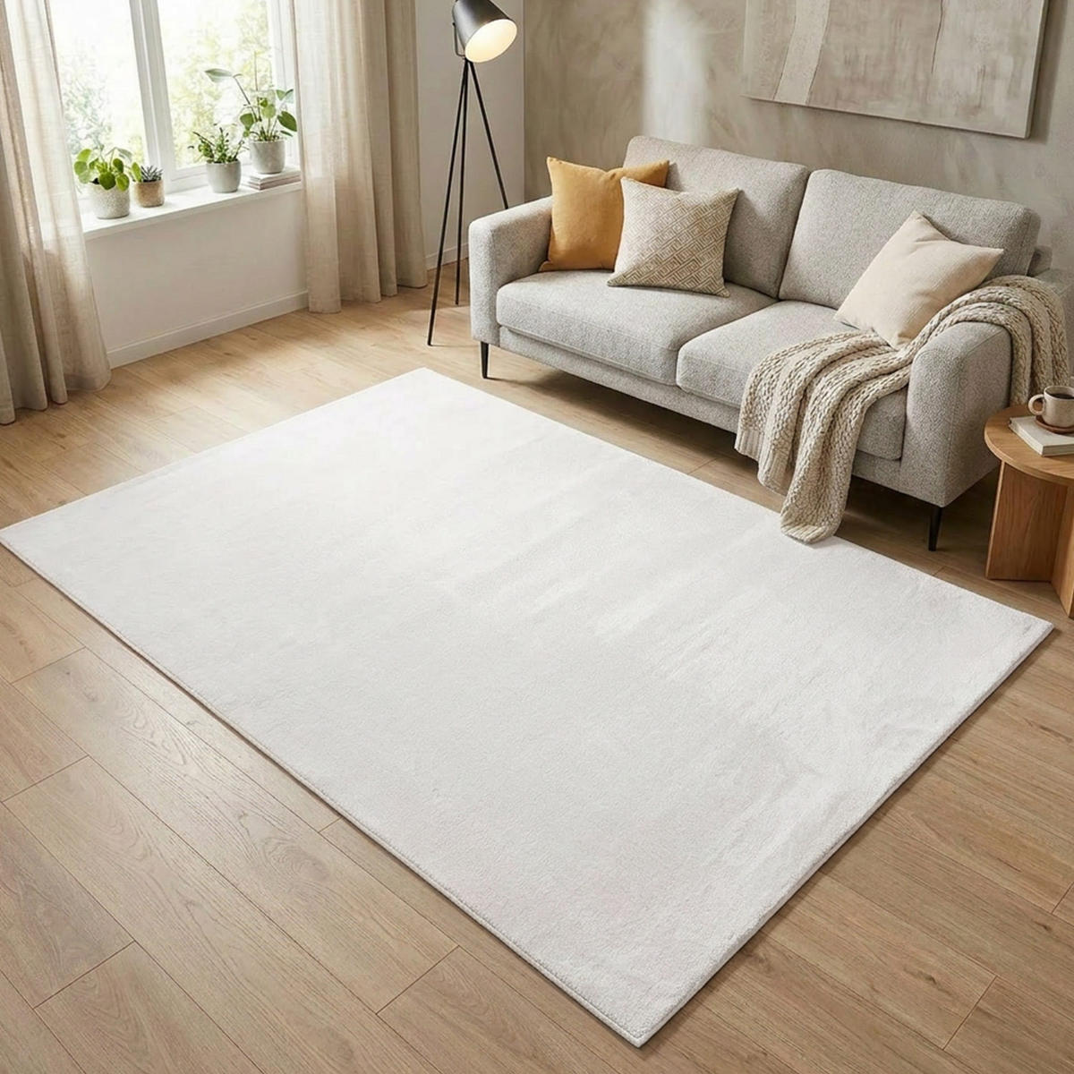 KURZFLOR-TEPPICH Waschbar Calma 200 Weiß 160x220 cm - Weiß, Kunststoff/Textil (160/220cm) - carpet city