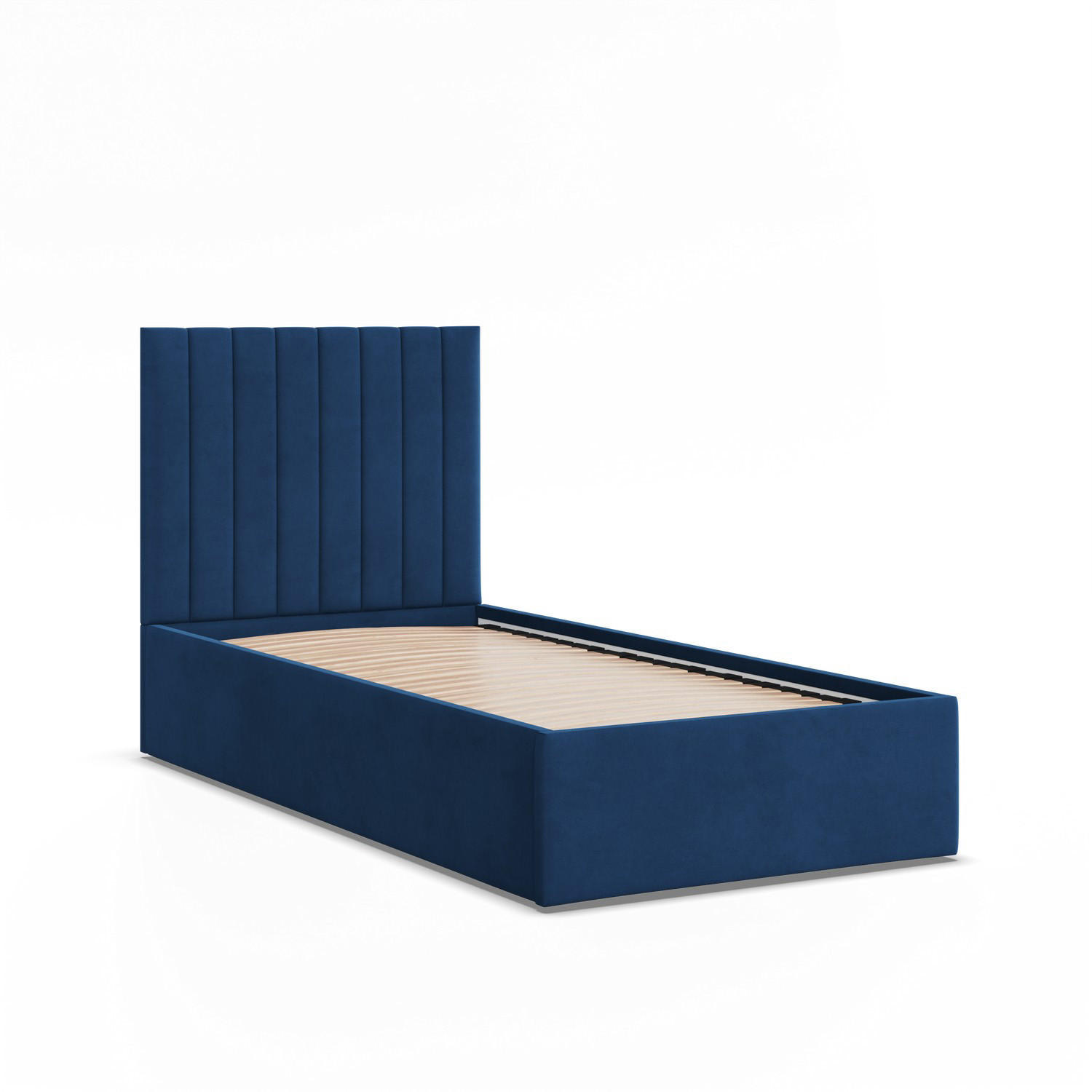 POLSTERBETT MIT KOPFTEIL 90x200 ohne Bettkasten POLLA, Blau - Dunkelblau, Textil (90/200cm) - Mebligo