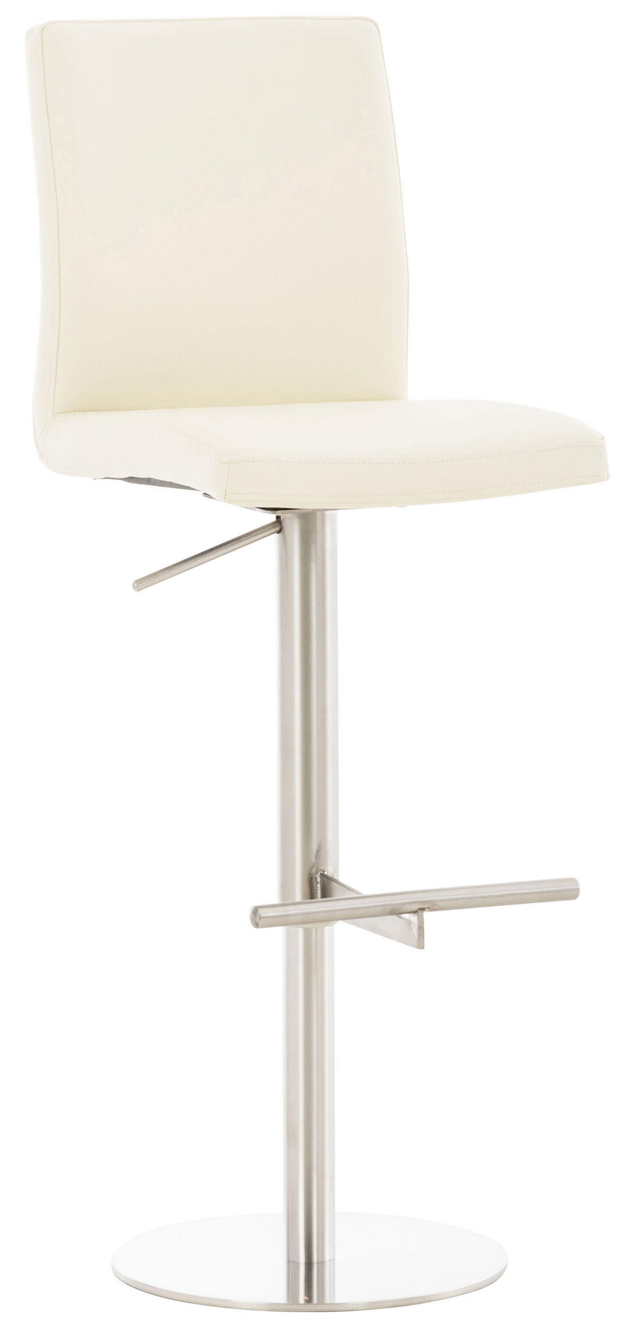 BARHOCKER Lederlook Creme - Edelstahlfarben/Creme, Textil/Metall (40/93/49cm) - CLP