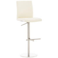 BARHOCKER Lederlook Creme - Edelstahlfarben/Creme, Textil/Metall (40/93/49cm) - CLP