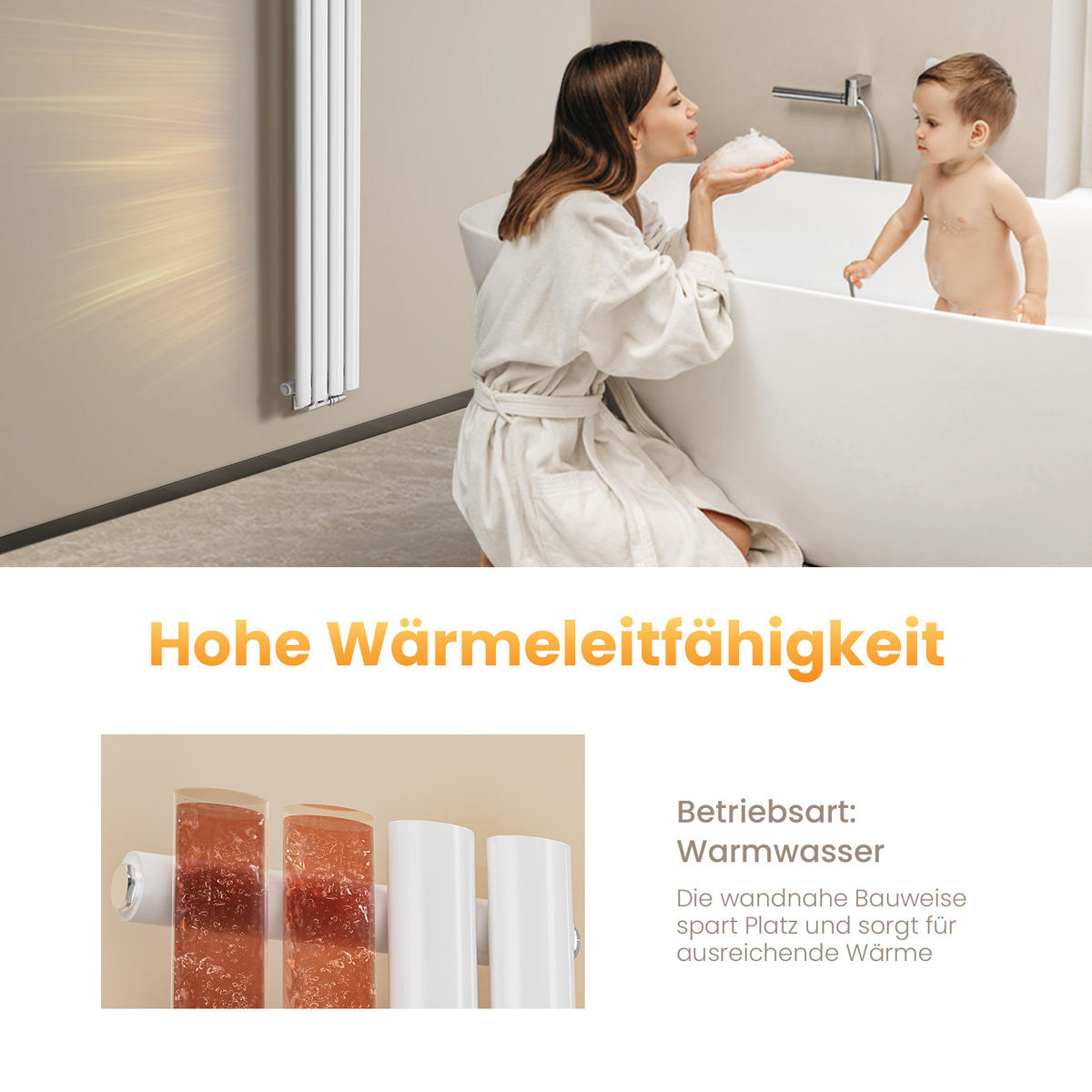 HEIZKÖRPER Doppelrohr vertikal montierbar Weiß 24/160/5,8 cm - Weiß Hochglanz, Metall (24/160/5.8cm) - EMKE