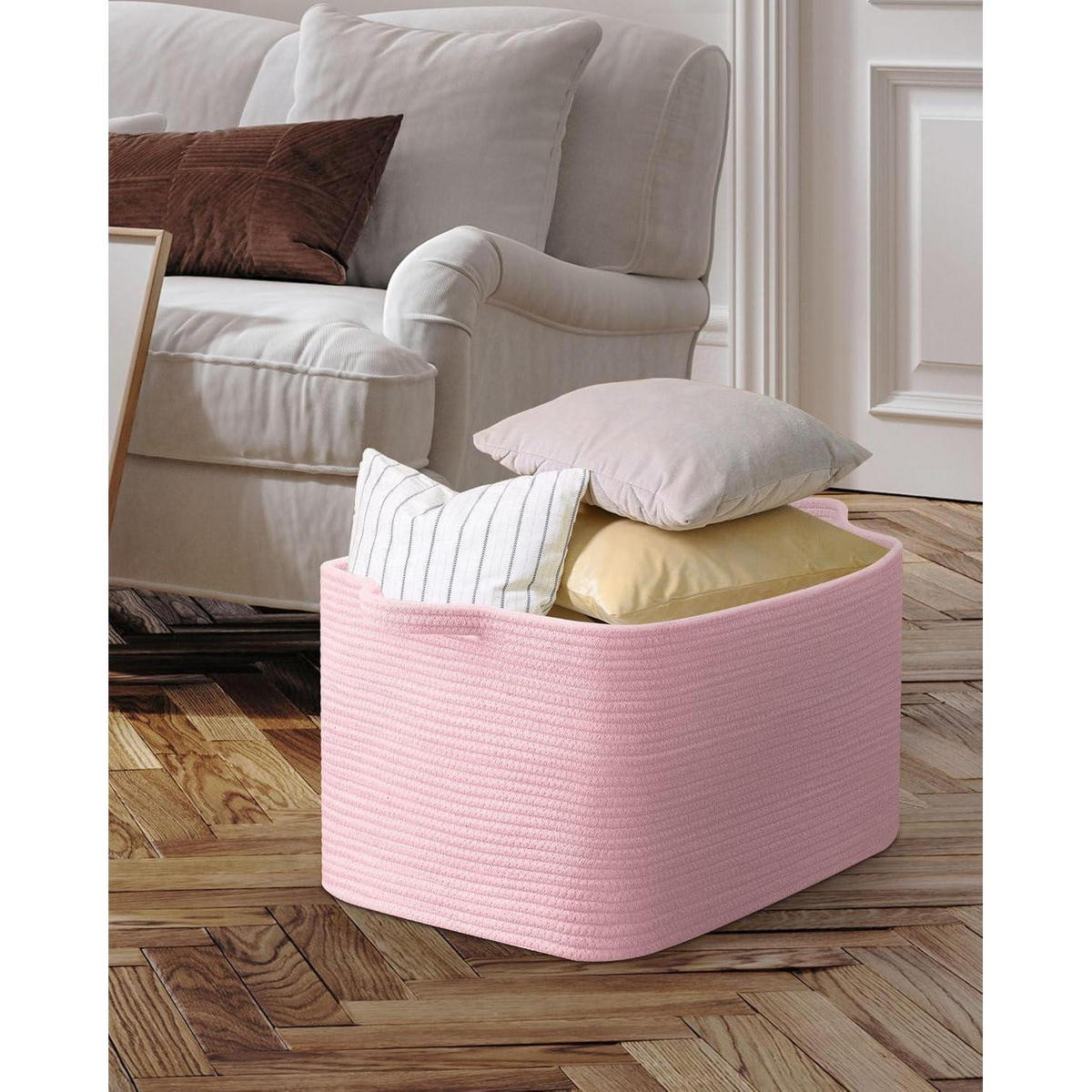WÄSCHEKORB 2-teiliges Set Hellrosa - Rosa, Textil (55/38/30cm)