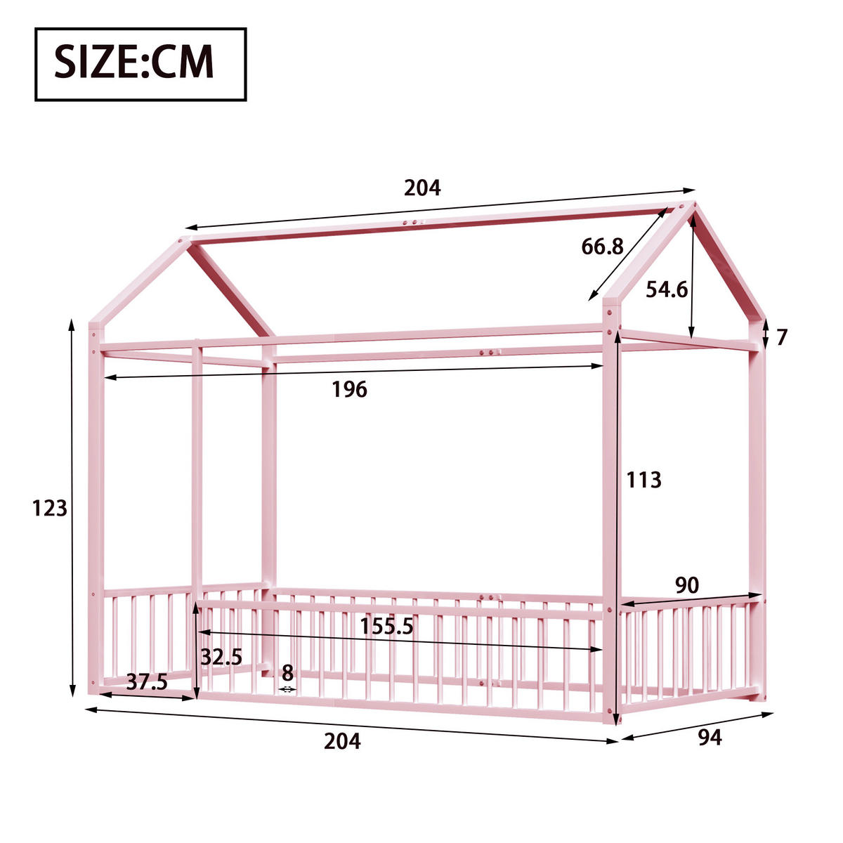 CANAPEA BEAN BAG – Șezlong confortabil cu spumă cu memorie de înaltă densitate - roz aprins, metal (204/170.5/94cm) - Urban Meuble