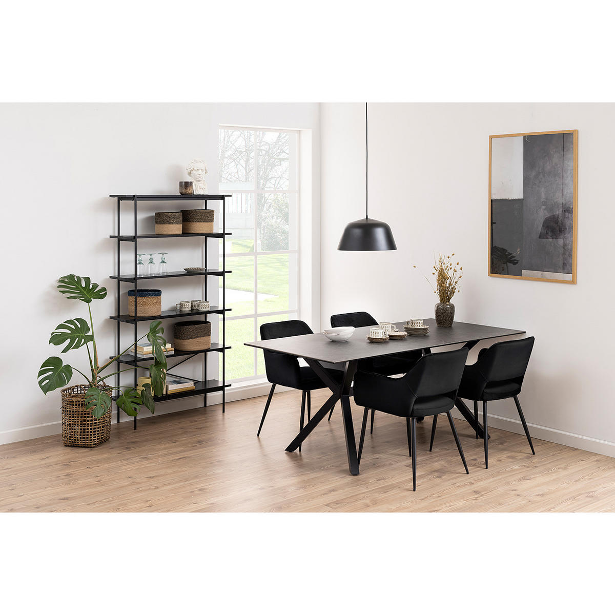 ARMLEHNENSTUHL-SET - Schwarz, Textil/Metall (56/79/60cm) - home24