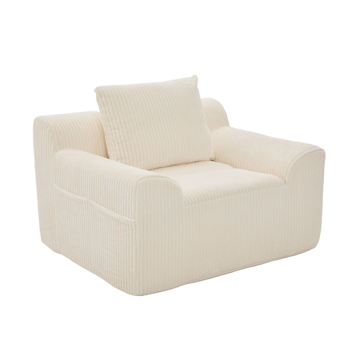 RELAXSESSELSET Übergroßer Loungesesselmit Fußhocker,Cord,Beige - Beige, Textil (110/87/147cm) - LVHOM