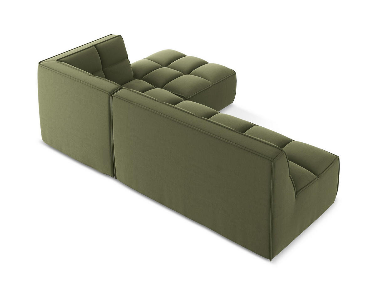 ECKSOFA Beidseitig Samt Stoff Grün - Schwarz/Olivgrün, Kunststoff/Textil (258/178cm) - Makamii