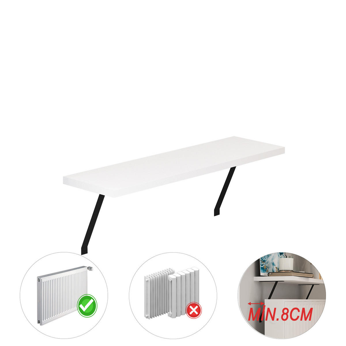HEIZKÖRPERREGAL ADIN WEIß 60CM - Weiß, Holzwerkstoff/Metall (60/21/18cm) - moebel17