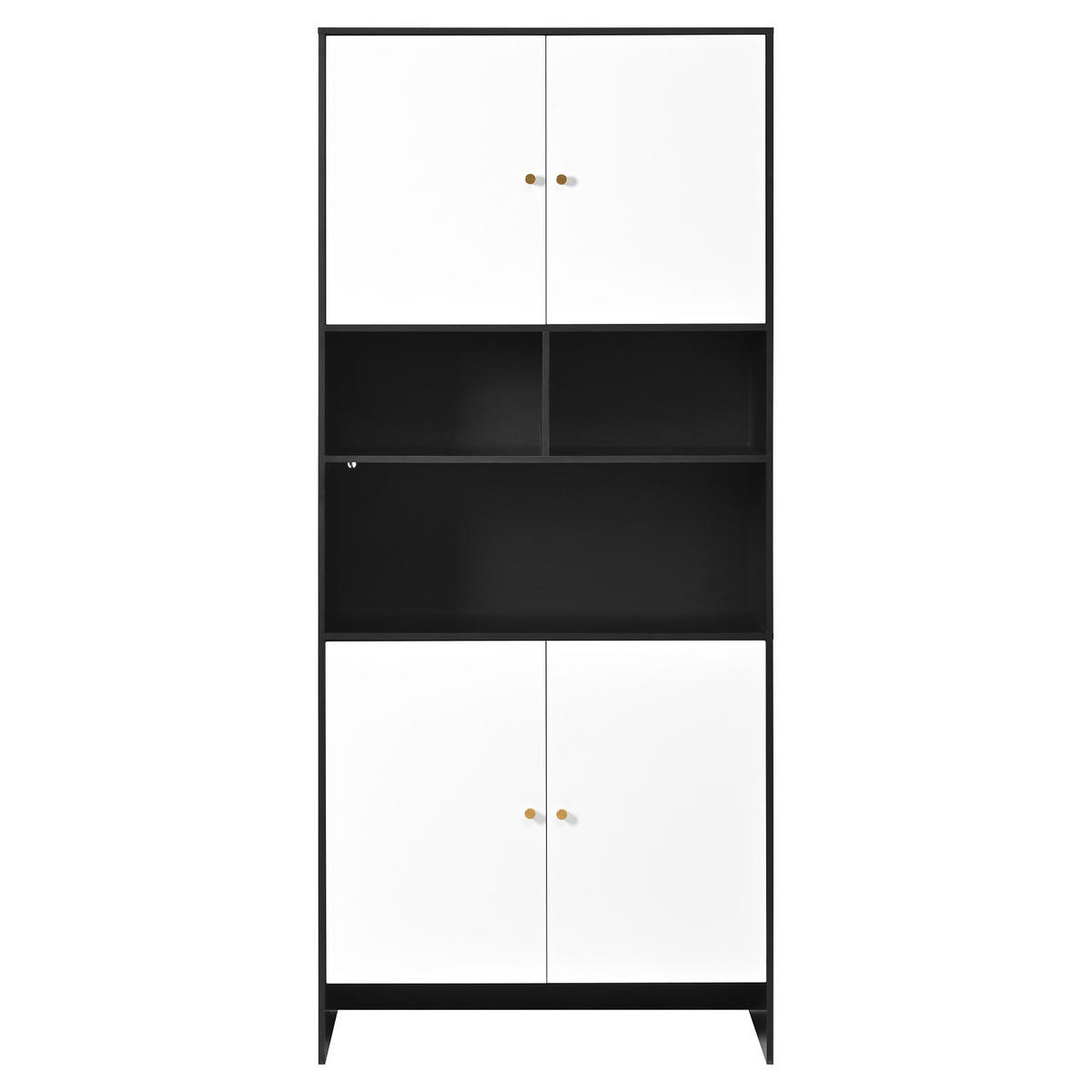 SIDEBOARD aus Spanplatte 40x80x185 cm Weiß/Schwarz mit verstellbaren Einlegeböden und Kippsicherung - Weiß, Holzwerkstoff (80/185/40cm) - Modfu