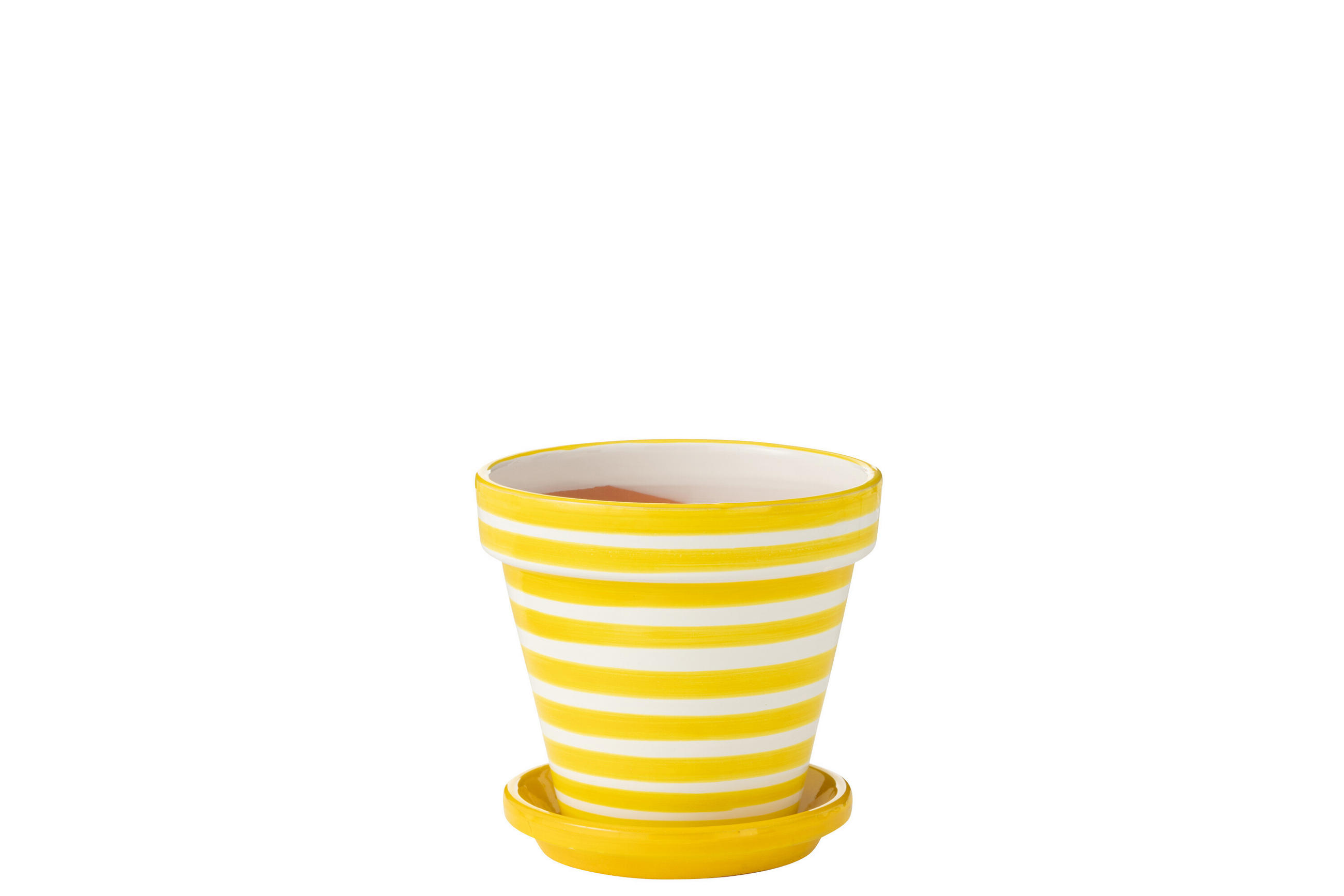 BLUMENTOPF GRANADA STRIPES - Töpferei - Gelb - M - Ø 27 cm - Multicolor, Keramik (27/25cm) - J-Line