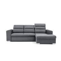 ECKSOFA CLOUD S Rechts mit Schlaffunktion 120x200 Velours Dunkelgrau - Chromfarben/Dunkelgrau, Holz/Kunststoff (260/155cm) - Muffo