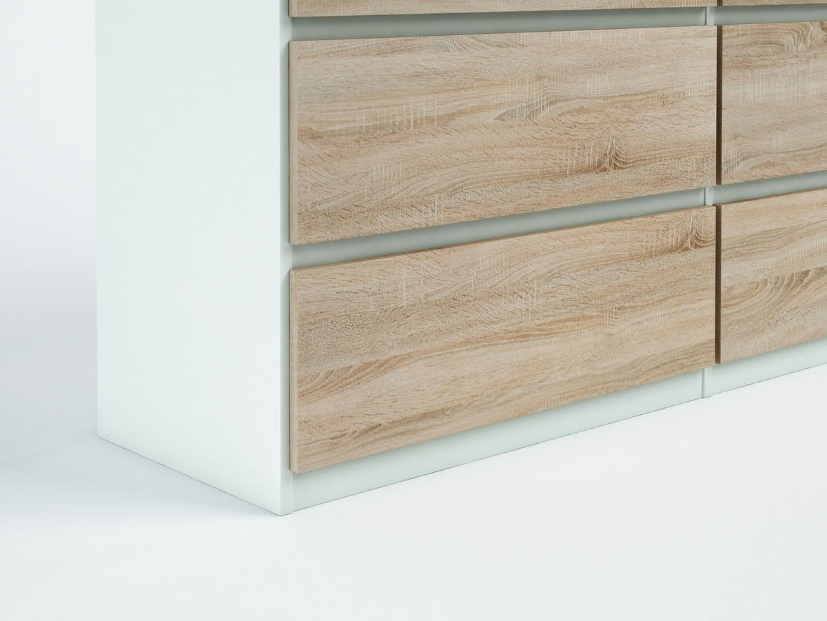 KOMMODE Weiß, Sonoma 139/102/39 - Weiß/Sonoma Eiche, Holzwerkstoff (139/102/39cm) - RAUMHIRSCH FURNITURE