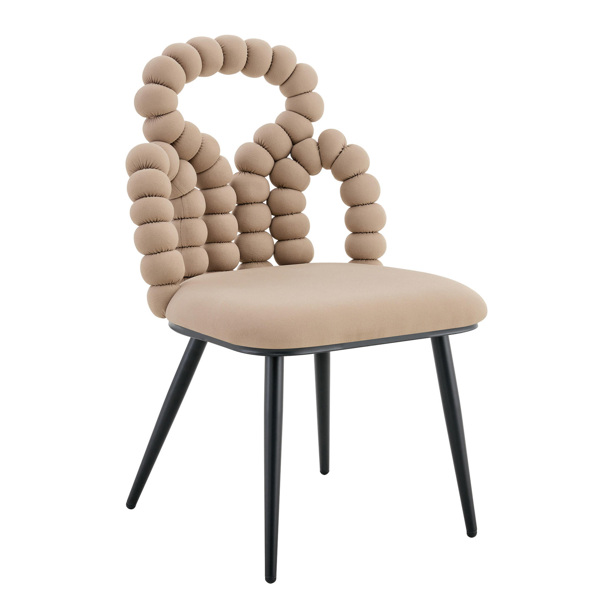 ESSZIMMERSTÜHLE 2er-Set mit Open-Back-Design Samt Camel Metall Schwarz - Braun, Metall (50/86/48cm) - Meubliv