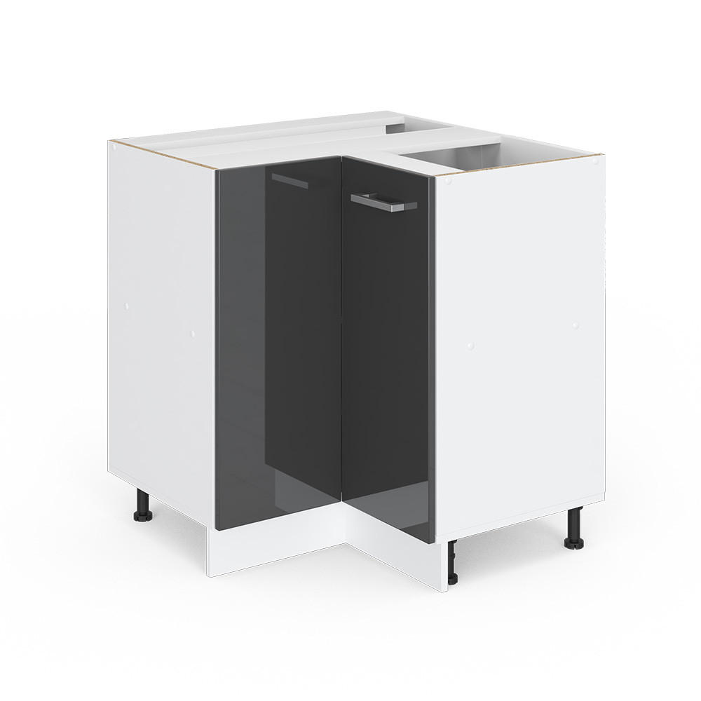 UNIVERZALNA VOGALNA OMARA R-Line Antracit z visokim sijajem 75.6 cm z vrati, brez delovne plošče - siva/bela, leseni material (75.6/81.6/46cm) - Vicco
