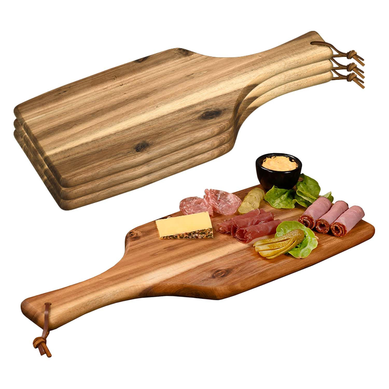 SERVIERBRETTER mit Tragegriff, 4 Stück - Akazienholz - 42 x 17cm - Naturfarben, Holz (17/42cm) - Kesper