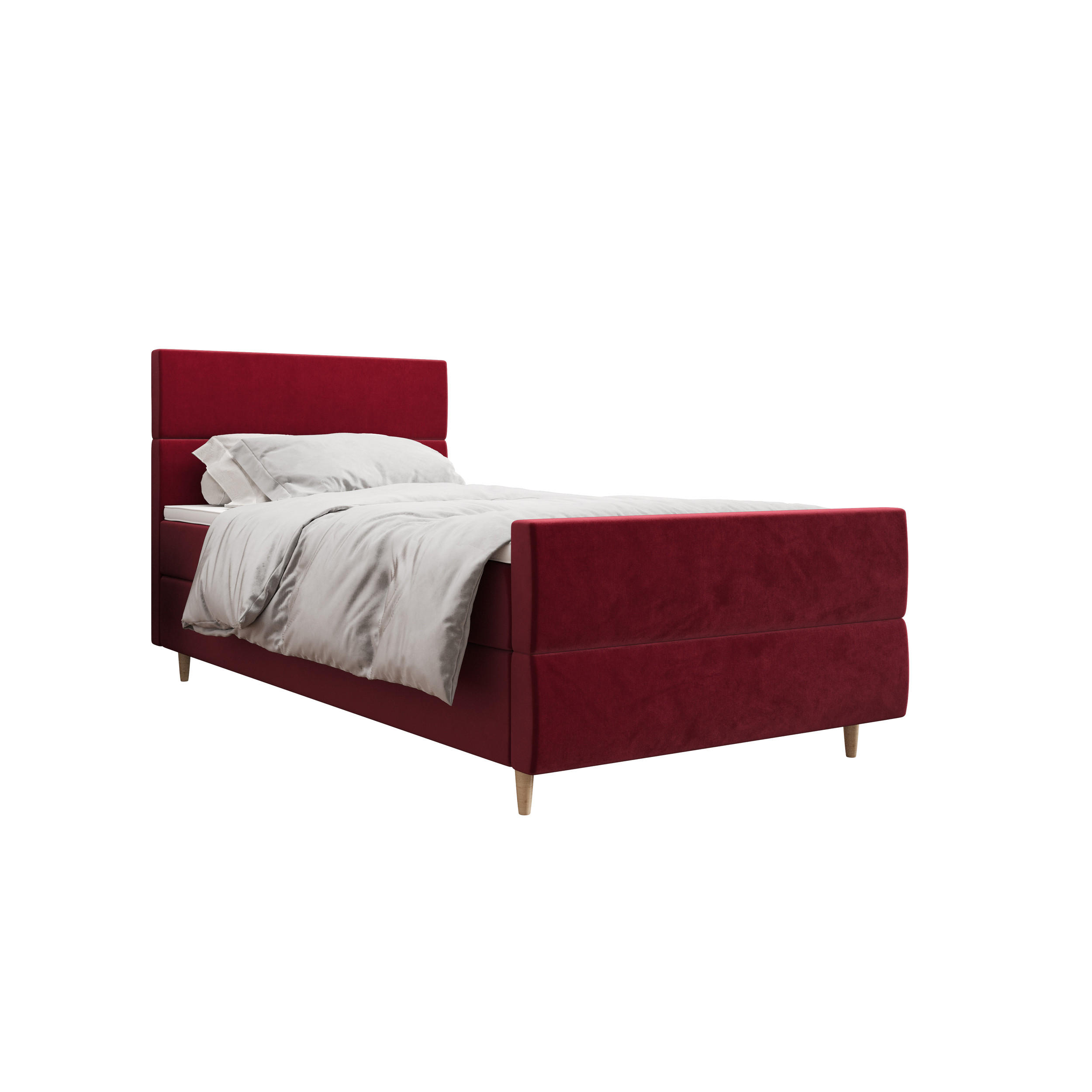 BOXBETT FLO PLUS 100x200 Itaka 34, mit Matratze H3, Bonell und Topper, Rot - Rot, Holz/Textil (100/200cm) - Bedante