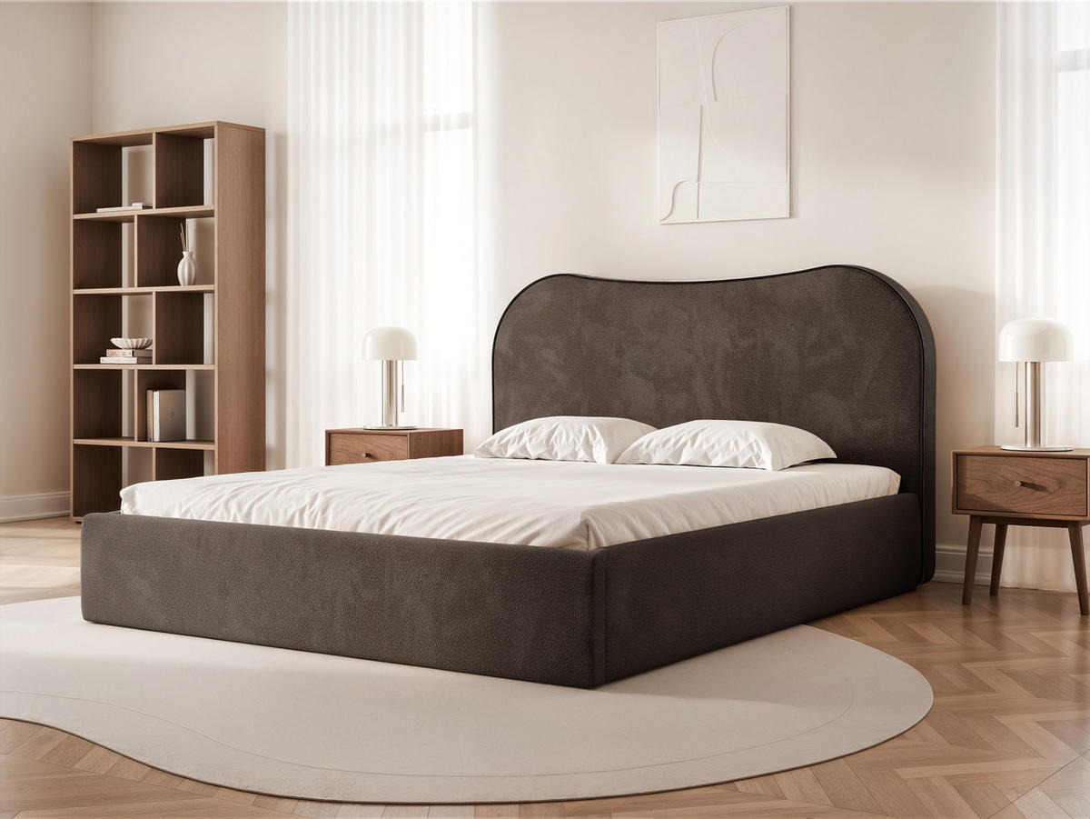 POLSTERBETT Rotello 180x200 cm Braun Chenille Stoff – (Bettkasten, Lattenrost) - Braun, Holz/Holzwerkstoff (180/200cm) - Ravio
