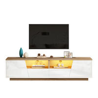 TV-SCHRANK 180/40/46 cm weiß + Holzfarbspleiß mit LED-Beleuchtung und 2 Schubladen und 2 Schränken - Weiß, Holzwerkstoff (180/46/40cm) - OKWISH
