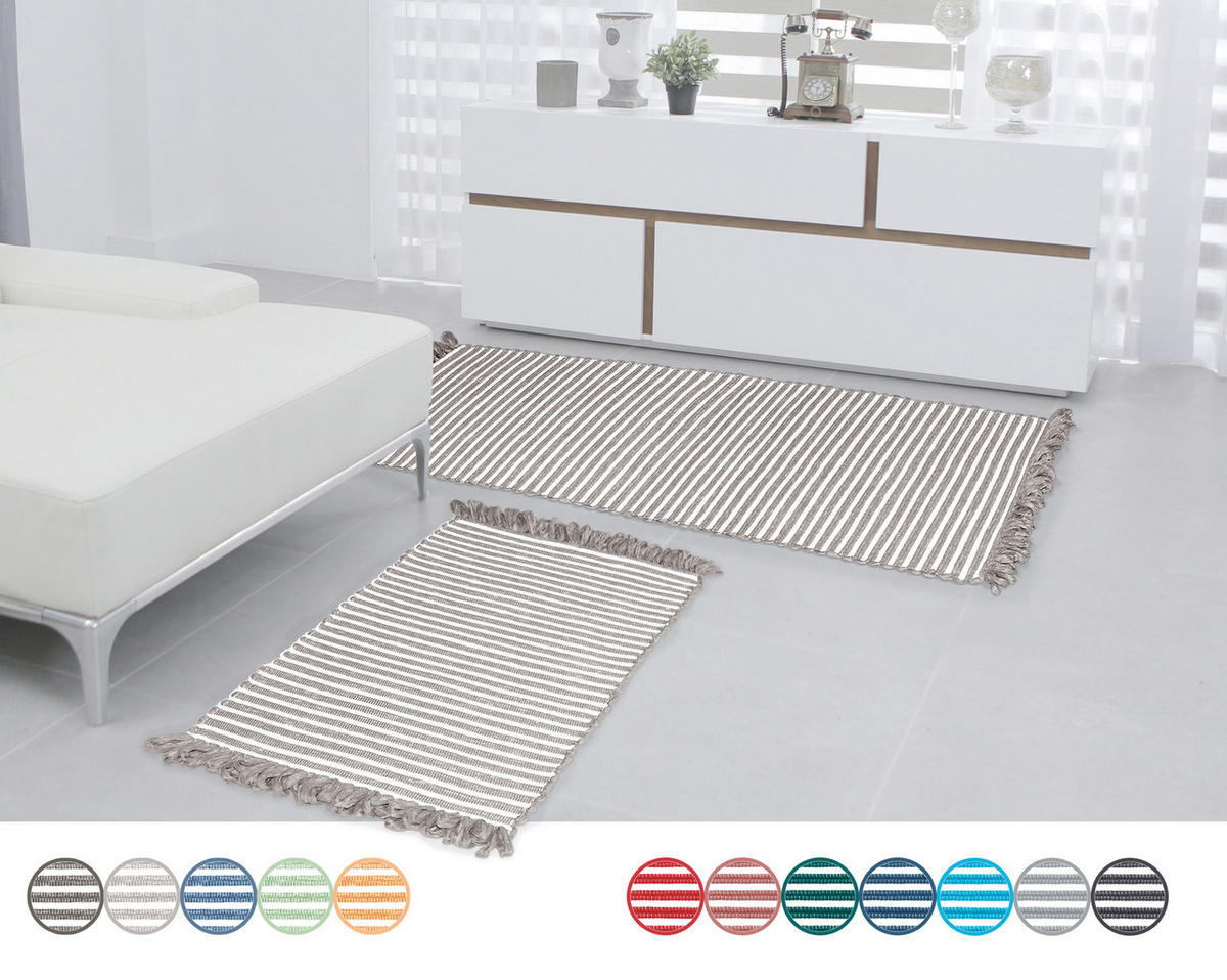 HANDGEWEBTER Läufer 60x120 cm Beige Grau - Graubraun, Naturmaterialien/Textil (60/120cm) - Lashuma