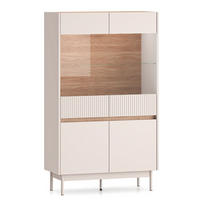 VITRINE Dunea 92 / 40 / 156cm Cashmere / Eiche Cremona Torro mit Beleuchtung - Hellbraun/Multicolor, Holz/Holzwerkstoff (92/40/156cm) - Feldmann-Wohnen