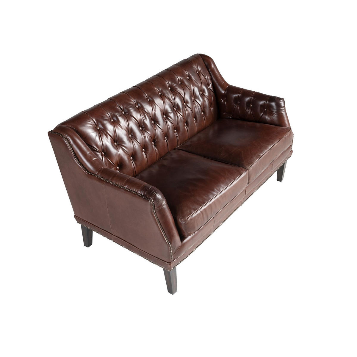 CHESTERFIELD-SOFA 2-Sitzer Chester-Sofa aus cognacbraunem Leder 135/81/80 cm - Cognac/Nussbaumfarben, Leder/Holz (135/80/81cm) - ANGEL CERDA