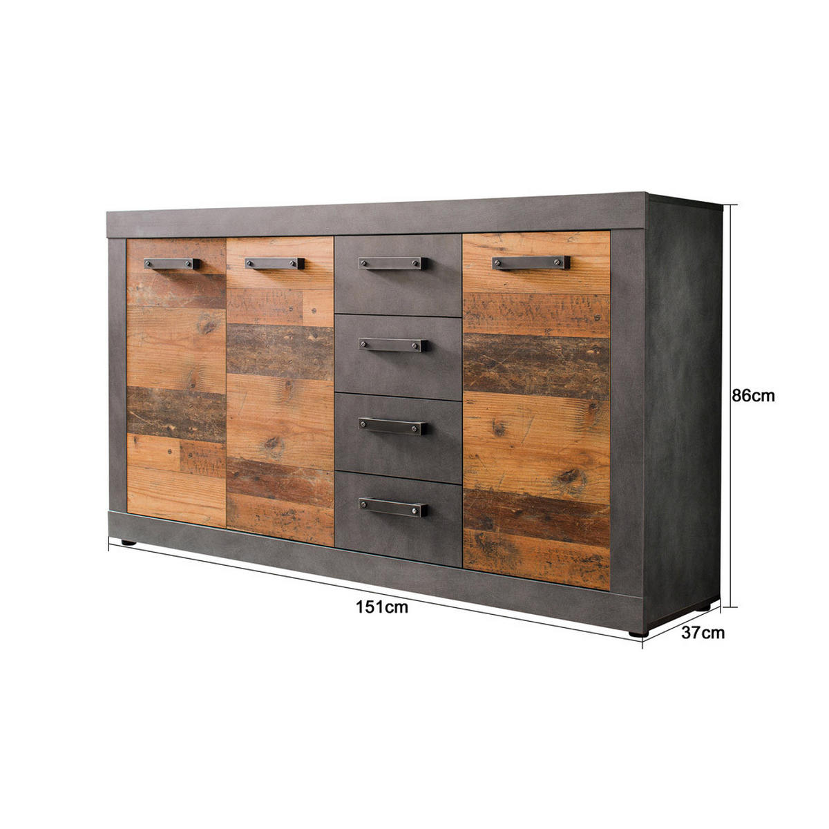 KOMMODE Grau - Grau, Holzwerkstoff (151/86/37cm) - ebuy24