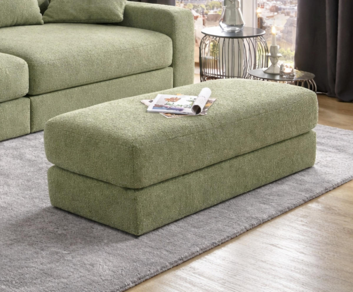 POLSTERHOCKER Federkern B124/T60/H40 cm Flachgewebe-Bezug Hellgrün / 15253 - Schwarz/Hellgrün, Kunststoff/Textil (124/40/60cm) - luma-home