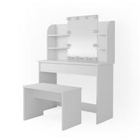 SCHMINKTISCH Charlotte Weiß 108 cm mit LED Beleuchtung und Bank - Weiß, Holzwerkstoff (108/139/40cm) - Vicco