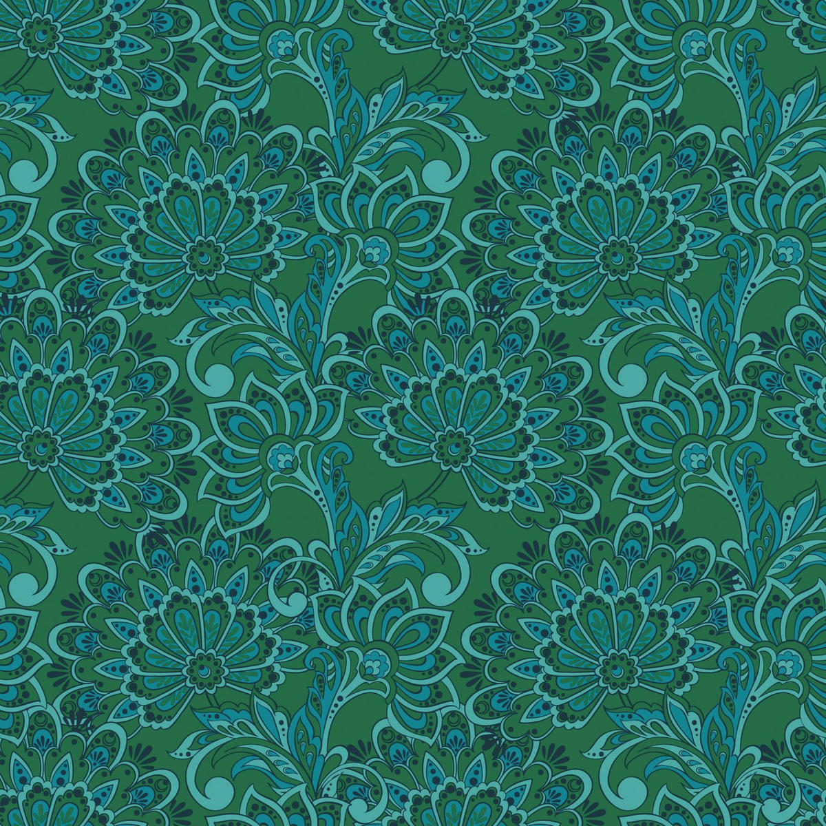 TAPETE Blumenmuster 50 x 900 cm - Grün, Papier (50/900cm) - ESTAhome