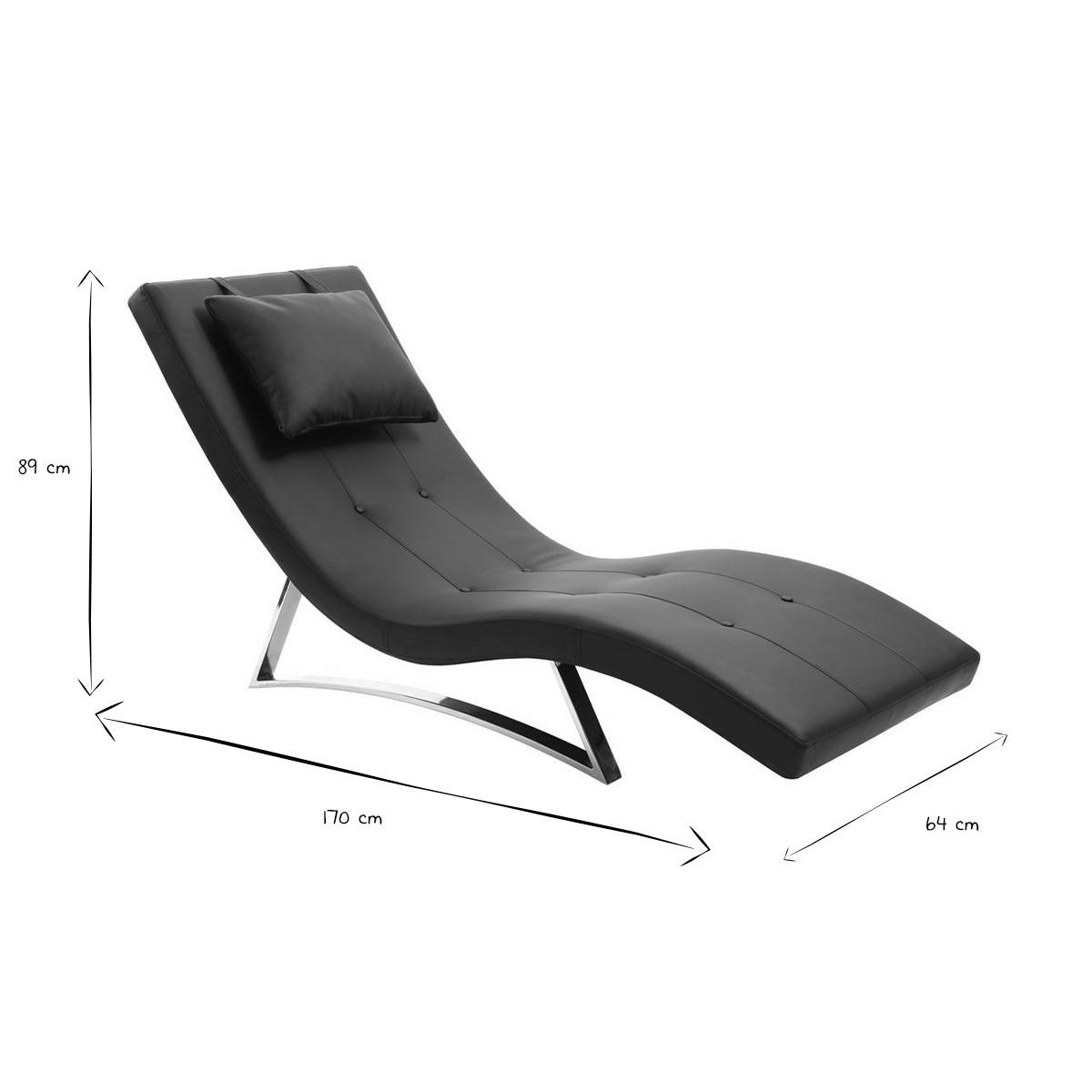 LIEGESTUHL Schwarz MONACO - Schwarz, Textil (64/89/170cm) - Miliboo