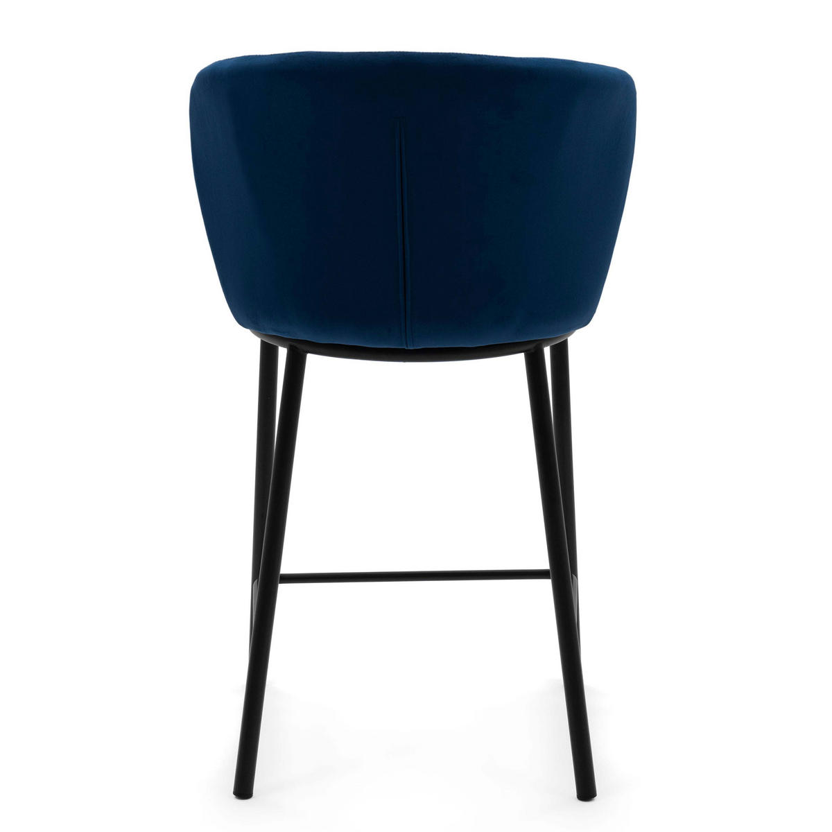 BARHOCKER BARI gepolsterter mit Steppung - dunkelblau - Samt Velour - Schwarz/Dunkelblau, Textil/Metall (55/94/57cm) - NEW HOME