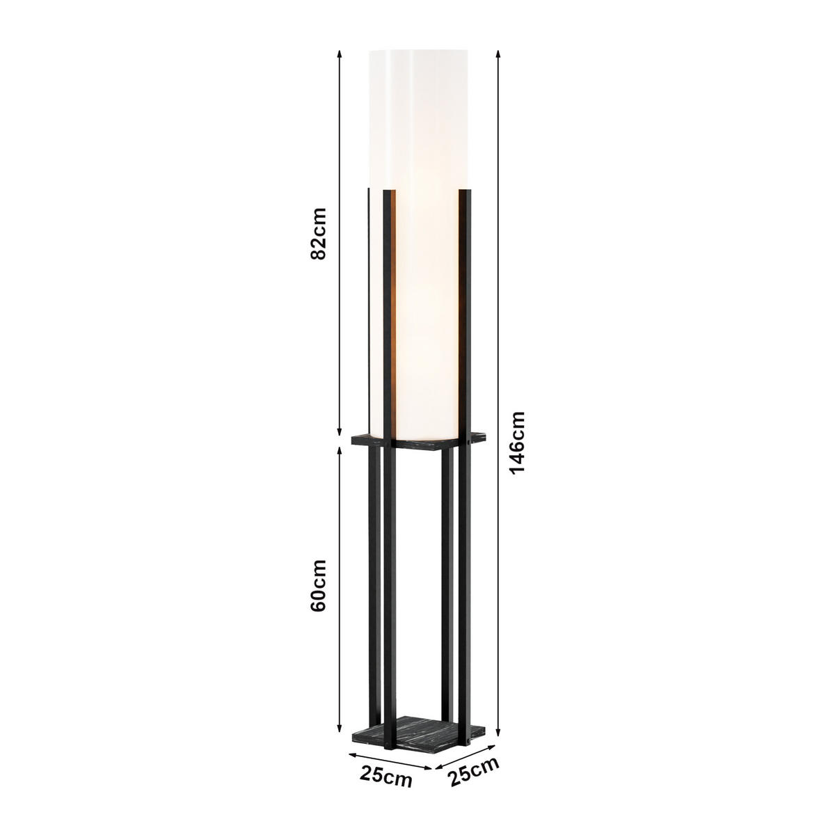 STEHLEUCHTE Gisborne - Schwarz, Holzwerkstoff (25/25/146cm) - lux.pro
