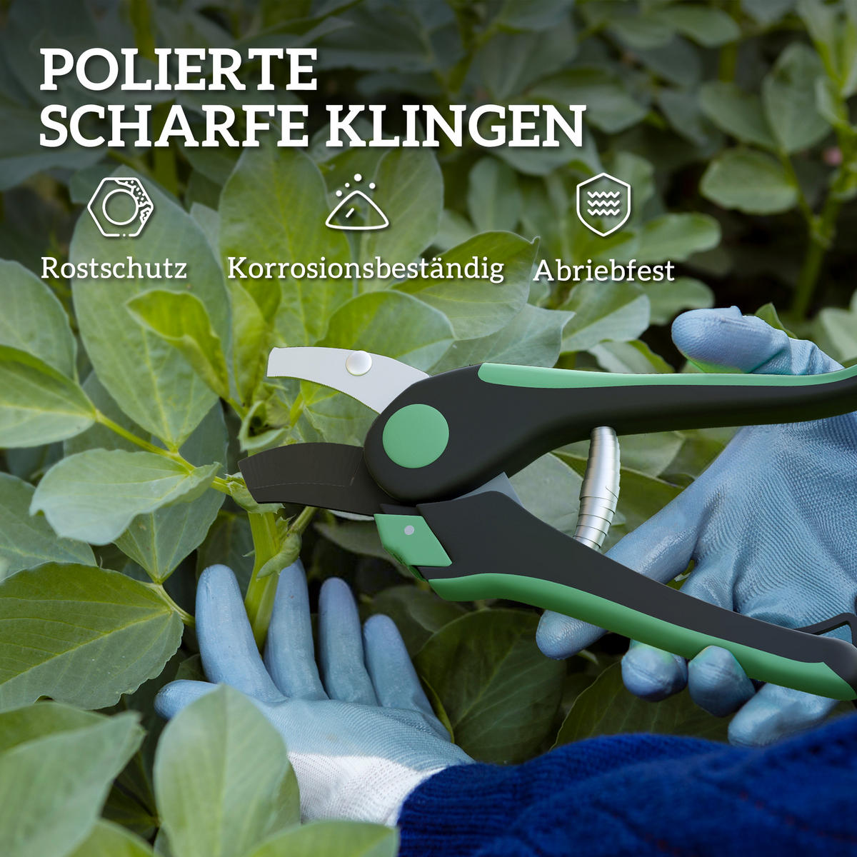 GARTENSCHERENSET 2-teilig aus Metall, Kunststoff Grün - Grün, Metall (6/2/21cm) - Outsunny