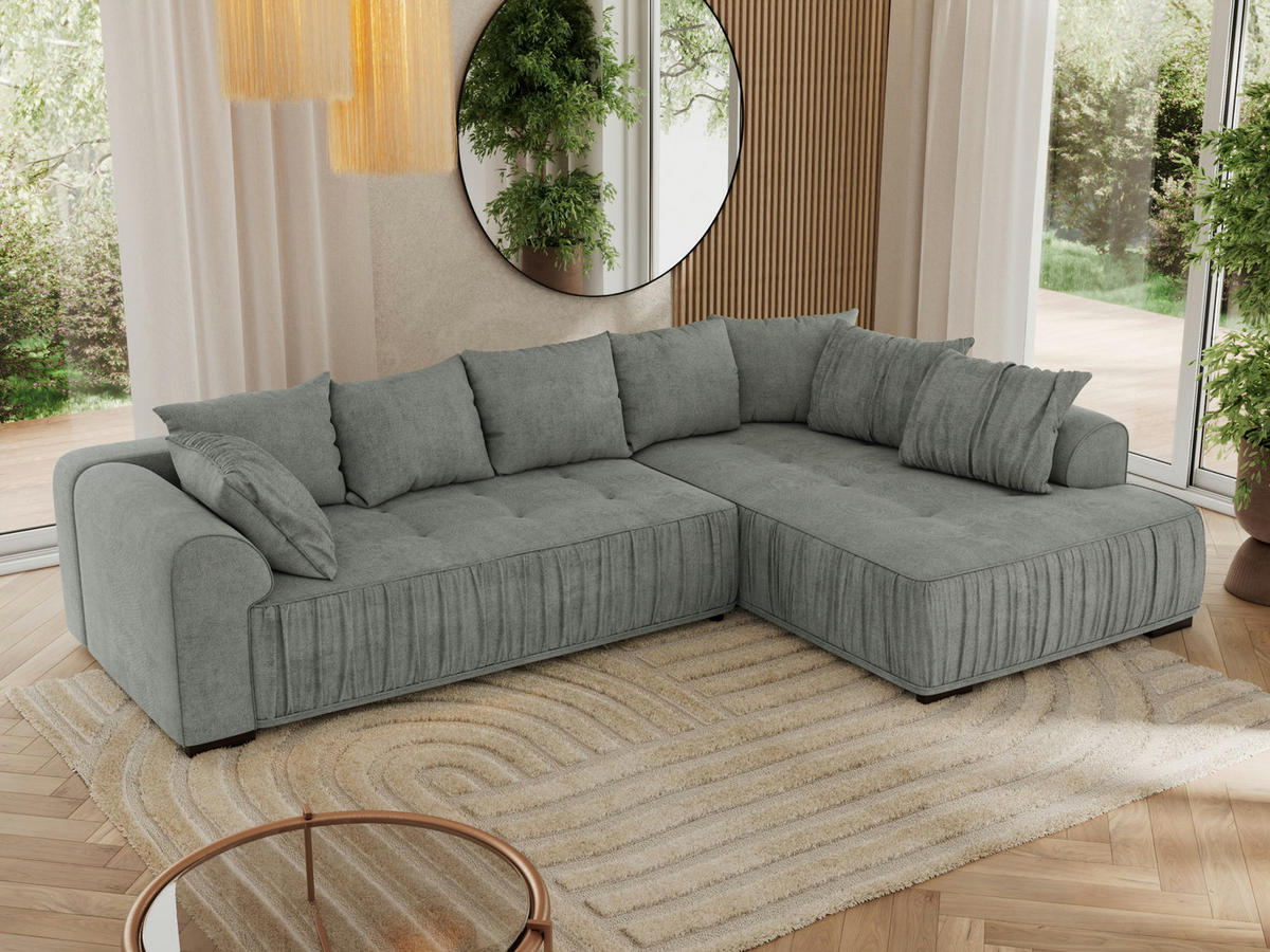 ECKSOFA ORTA Grau Stukture - Rechts - Schwarz/Grau, Textil (200/325cm) - MKS