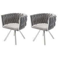 ESSZIMMERSTUHL 2er Set Samt Drehstuhl Grau Silber Metall - Grau, Textil (54.2/71.5/59.5cm) - FLIEKS