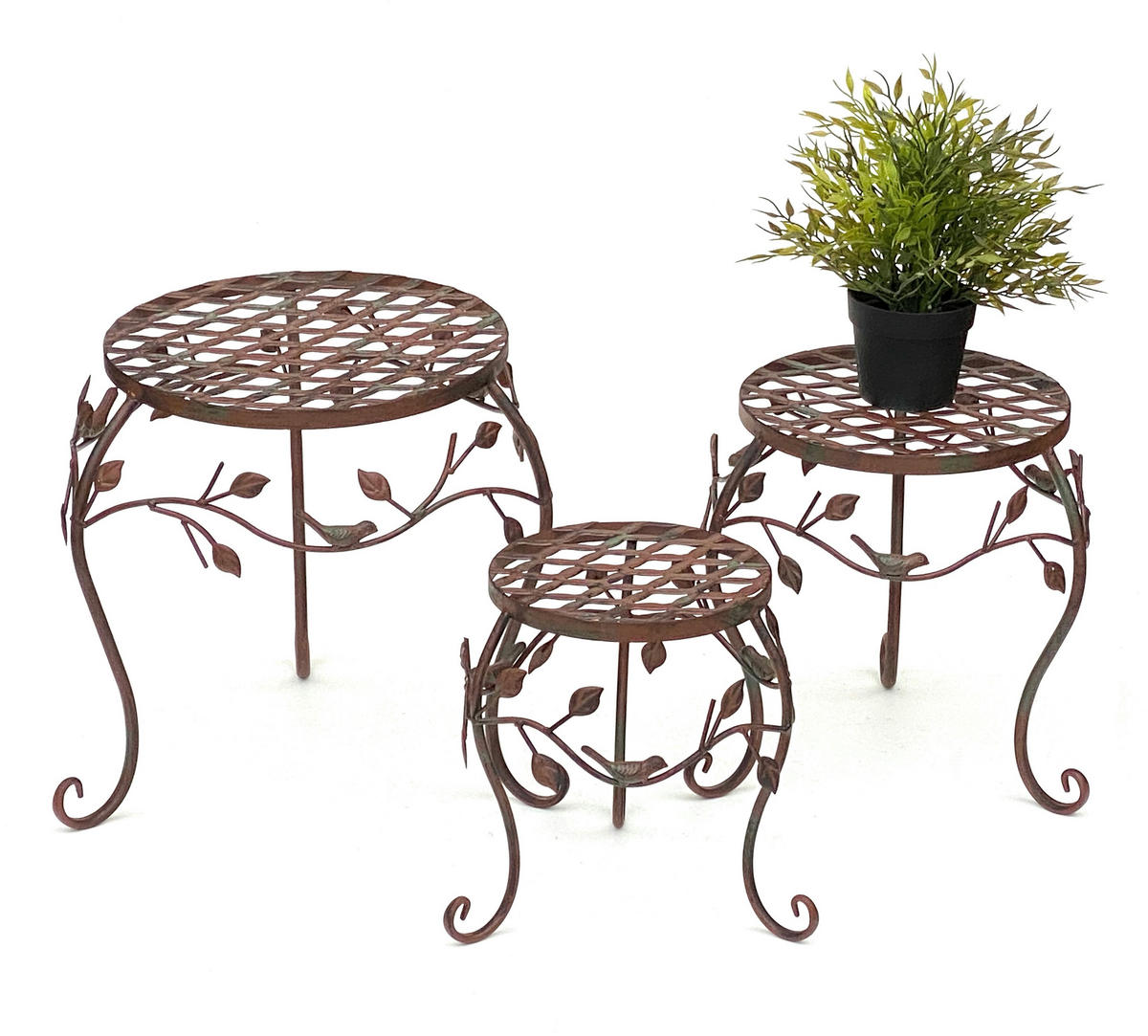 BLUMENHOCKER 3er Set Metall Braun 25-35 cm - Braun, Metall (35/35/35cm) - DanDiBo