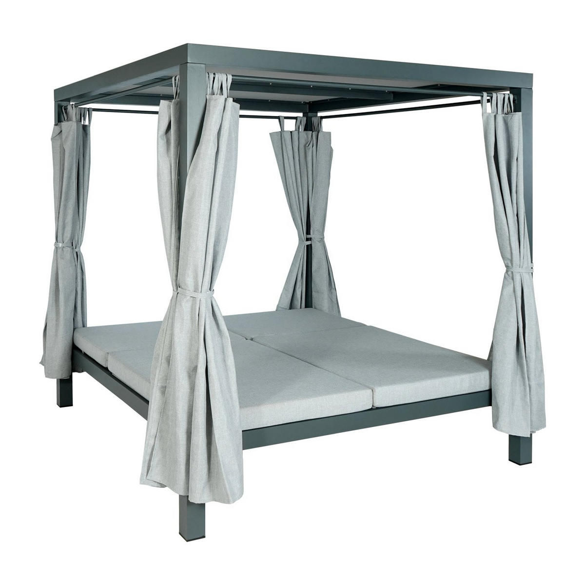 LOUNGE-GARTENLIEGE Grau - Grau, Metall (205/208/190cm) - MCW