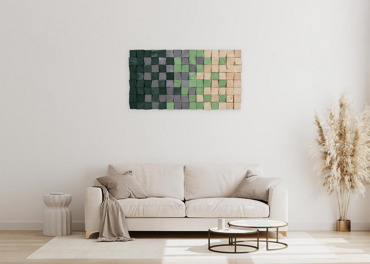 HOLZBILD Grün 98/55 cm - Grün, Holz (8/55cm) - KUNSTLOFT