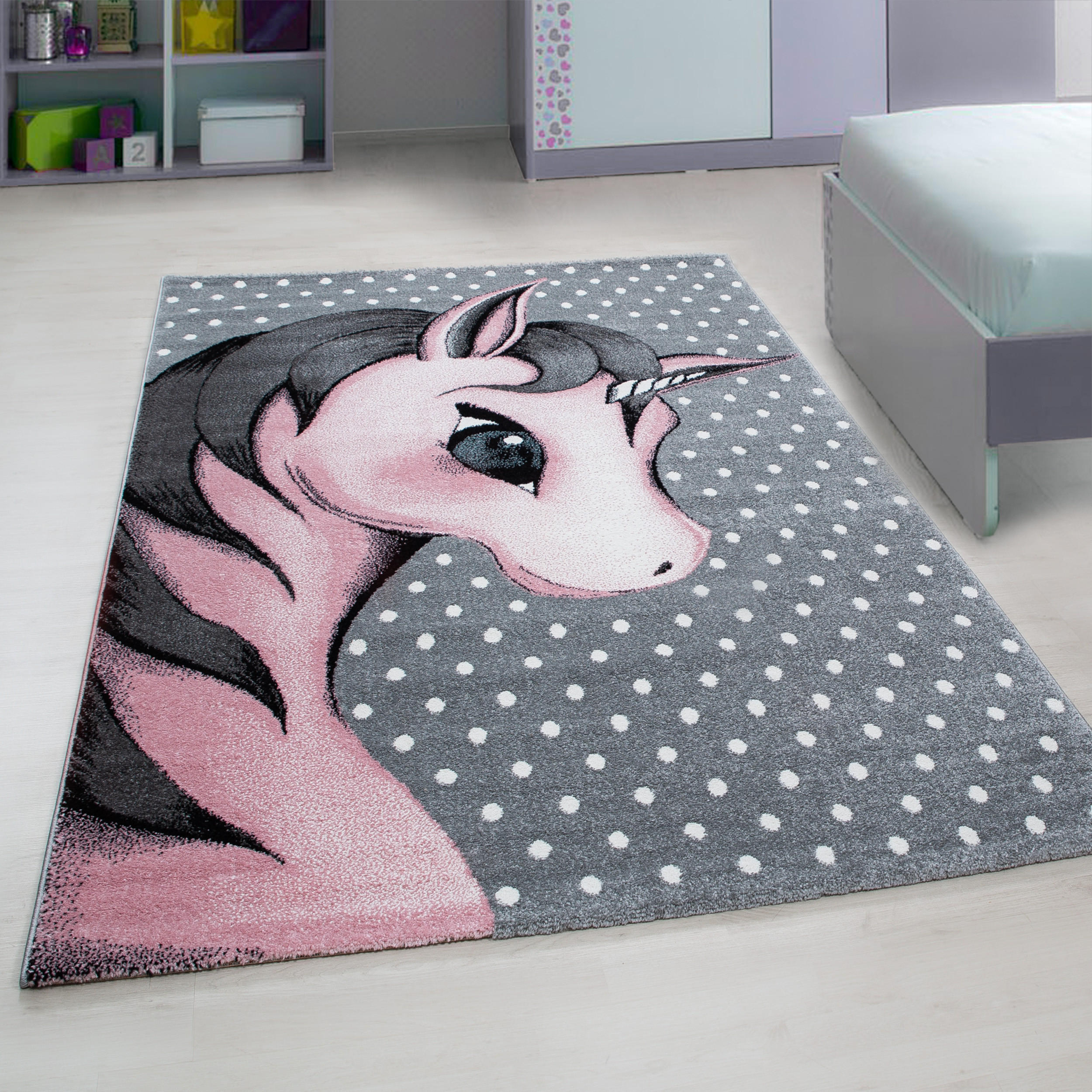TEPPICH Kinder Einhorn Polypropylen saugroboter Kurzflor Kinderzimmer Pink Rechteckig 200x290 - Rosa, Textil (200/290cm) - KADIMA DESIGN