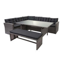 POLY-RATTAN-GARNITUR Grau - Grau, Kunststoff - MCW
