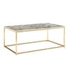 COUCHTISCH mit Marmor-Optik, Metallbeine, rechteckig, Serie MARBRIX, Weiß 100x60x40 cm - Goldfarben/Weiß, Holz/Metall (60/100/40cm) - KADIMA DESIGN