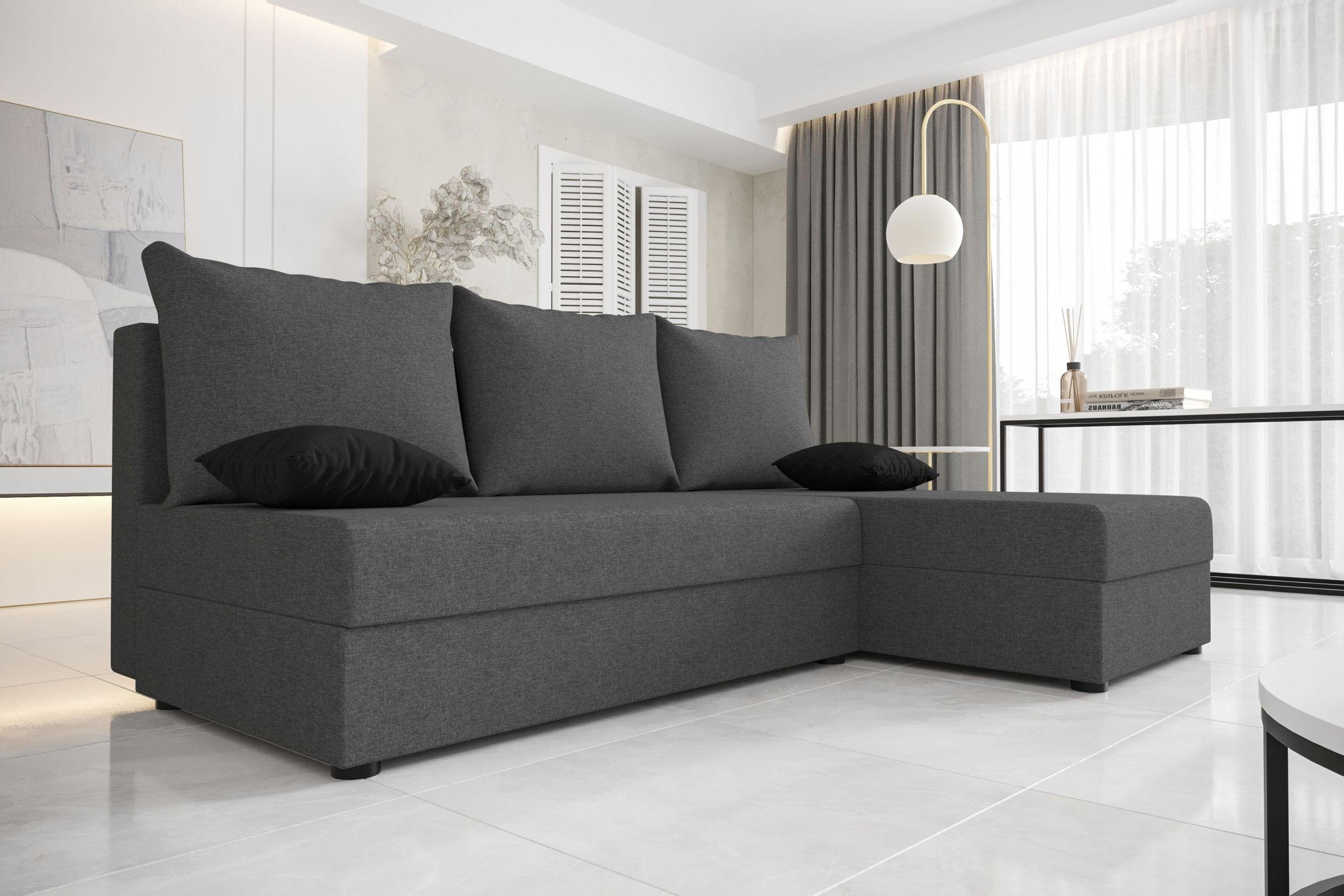 ECKSOFA HEWLET L Sawana 05 Rechts mit Schlaffunktion - Grau, Textil (200/140cm) - Bedante