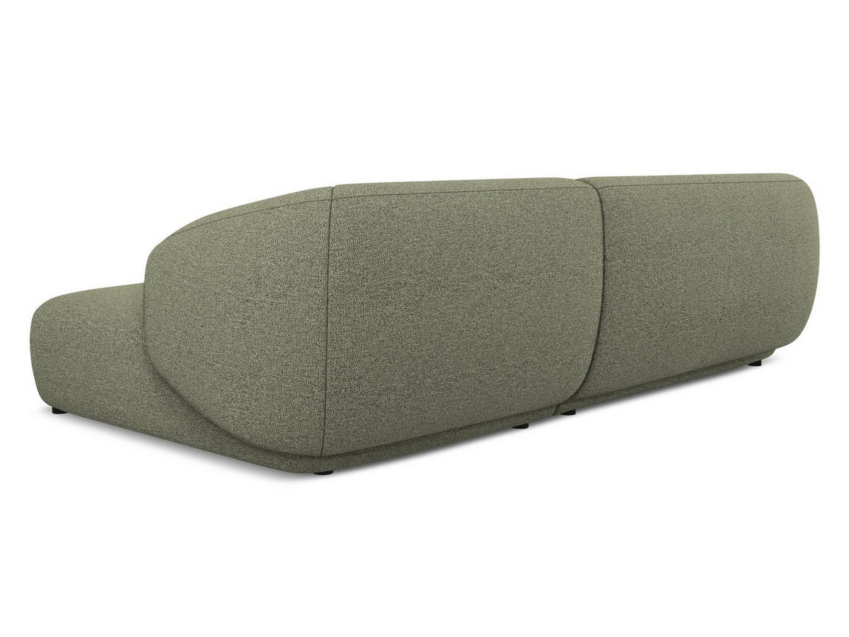 ECKSOFA rechts Strukturstoff Stoff Grün - Beige/Schwarz, Kunststoff/Textil (280/156cm) - Makamii