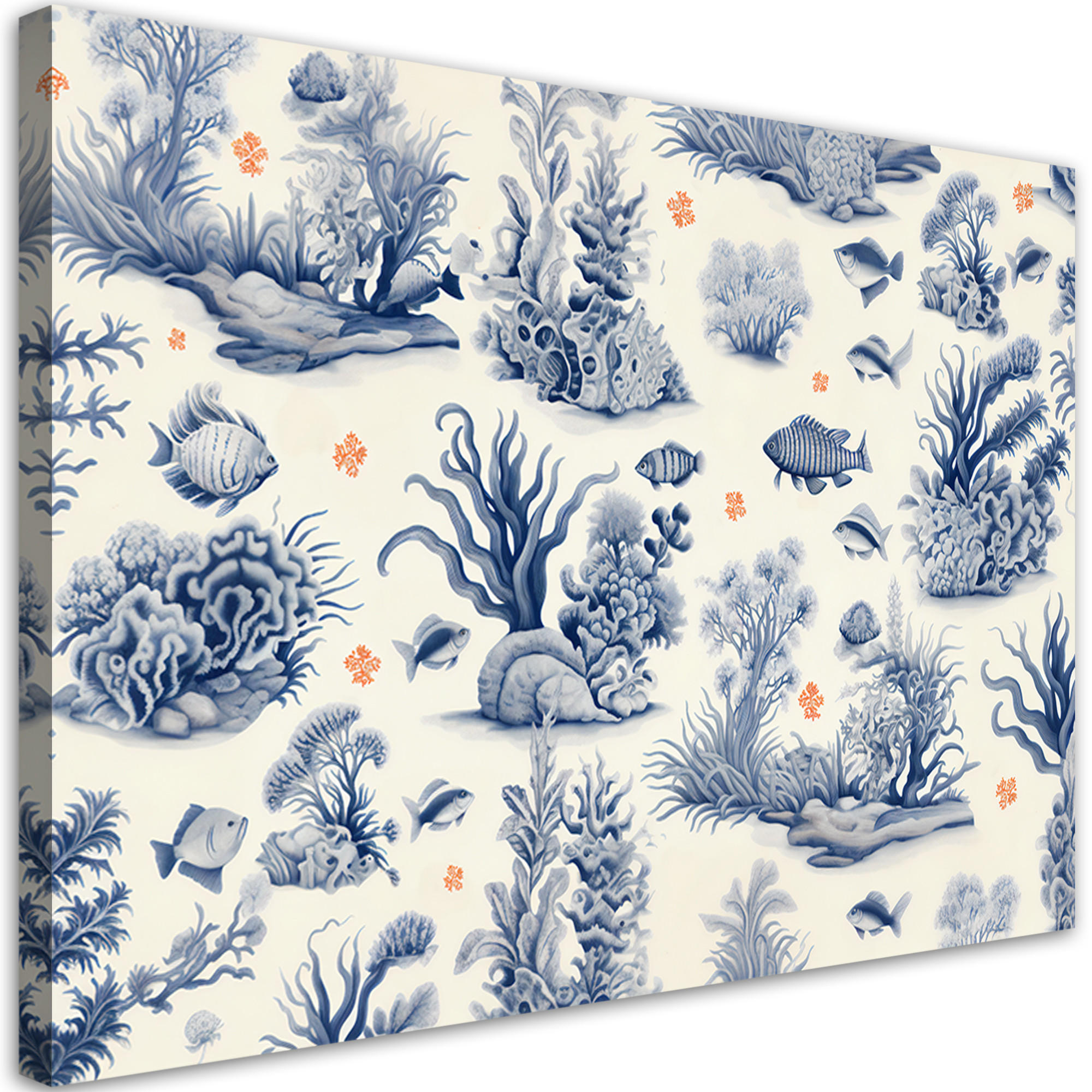 WANDBILD korallen und fische ai - Blau, Textil (60/40cm) - Feeby