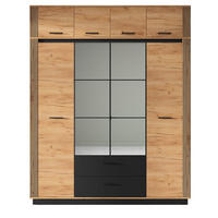 KLEIDERSCHRANK Urso Gold Craft Eiche / Schwarz 200 / 58 / 250 cm - Eichefarben/Schwarz, Holz/Holzwerkstoff (200/250/58cm) - Feldmann-Wohnen