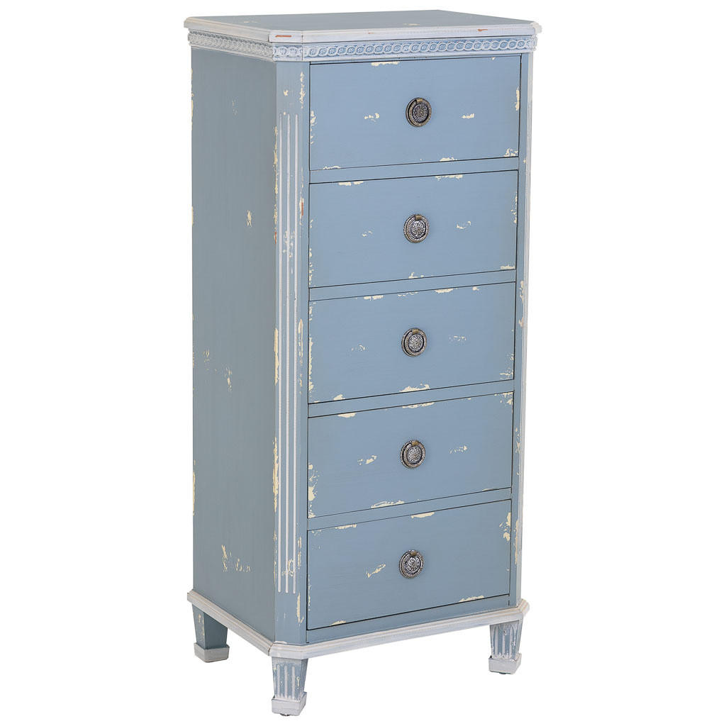HOLZKOMMODE mit 5 schubladen 50x35x110 cm blau - Blau, Holz (50/110/35cm) - Wanderlust