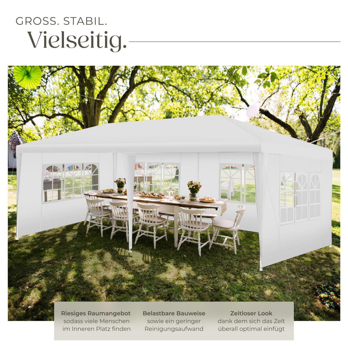 PAVILLON Novara,wasserdicht,weiß - Weiß, Kunststoff (300/250/600cm) - tectake