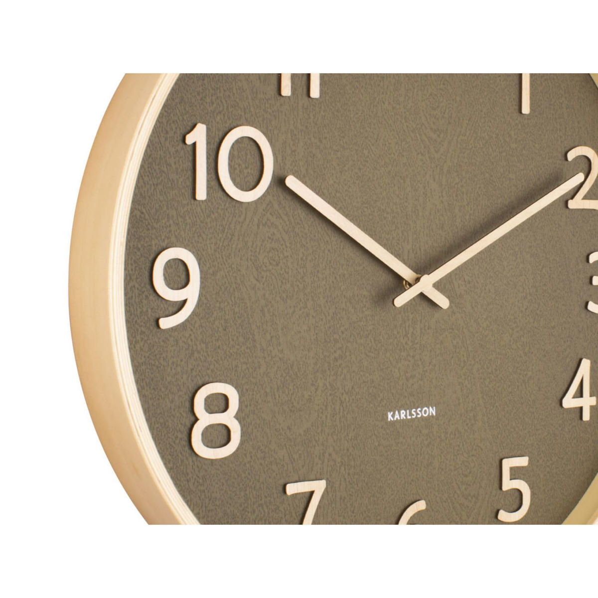 WANDUHR Pure Wood Grain Ø40/4,5 cm - Grün, Holz (40/40/4.5cm) - Karlsson